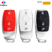 keyecu 10pcs red white black smart prox keyless remote key shell case with 4 button fob for mercedes benz c200l e300l s320 glc