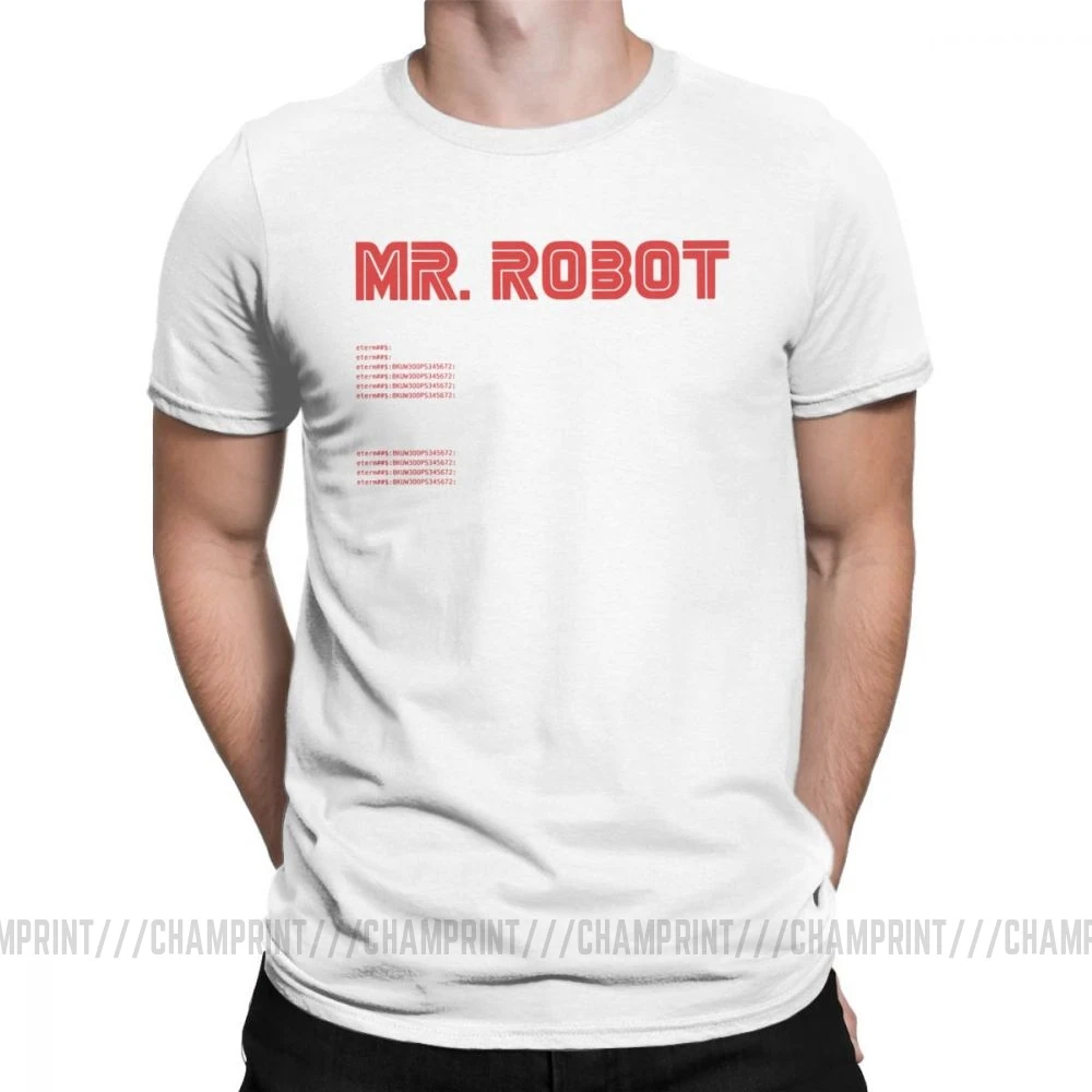 Белый Крутая футболка Mr Robot Программирование программист футболки разработчик футболки с кодом для мужчин вырез лодочкой хлопок короткий рукав Одежда большого размера - Цвет: Белый
