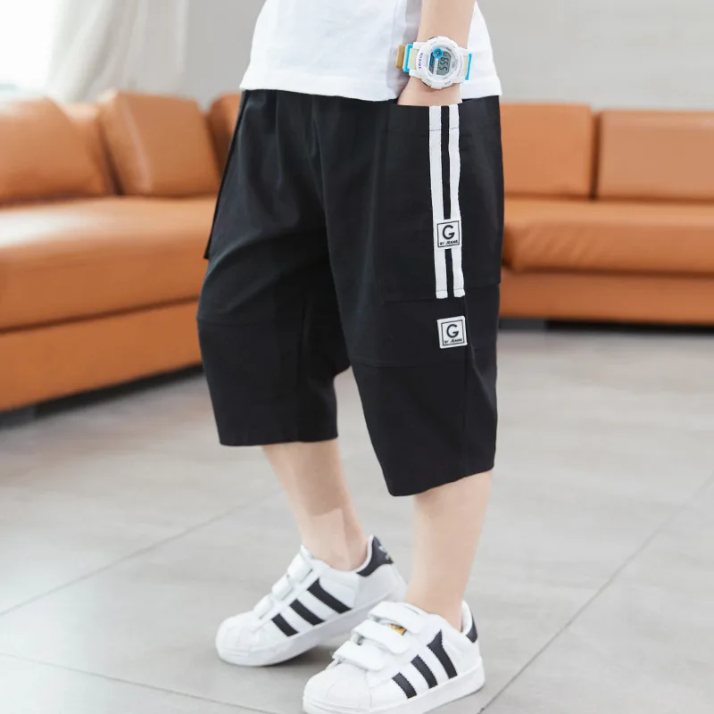 

100% Cotton Shorts Spring Summer Thin Casual Pants Boys Kids Trousers Children Clothing Teenagers School Cotton Formal Sport Hig