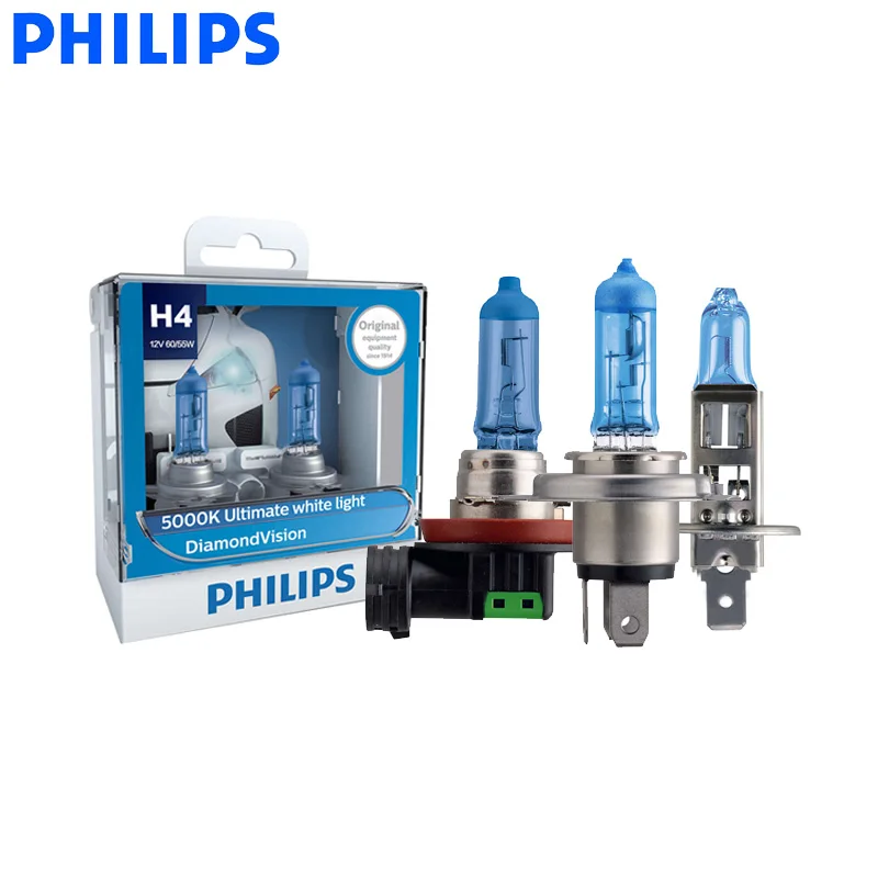 Автомобильные галогенные фары Philips H1 H4 H7 H8 H11 HB3 HB4 9003 9005 9006 12 В Diamond Vision 5000K