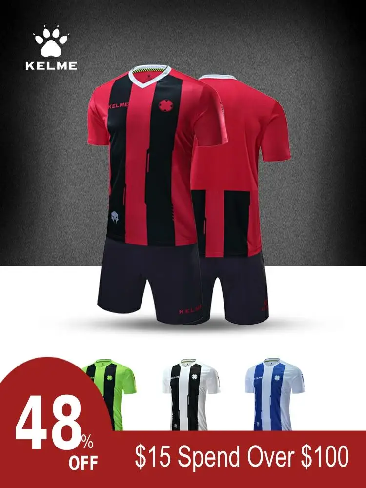 KELME мужские полосатые футбольные майки Футбольная форма survete Мужская футболка с коротким рукавом футбольный набор maillot de foot индивидуальный логотип 3881018