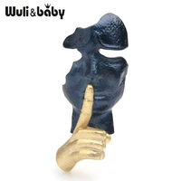 wulibaby blue gold face brooches women men alloy secret pose brooch pins gifts