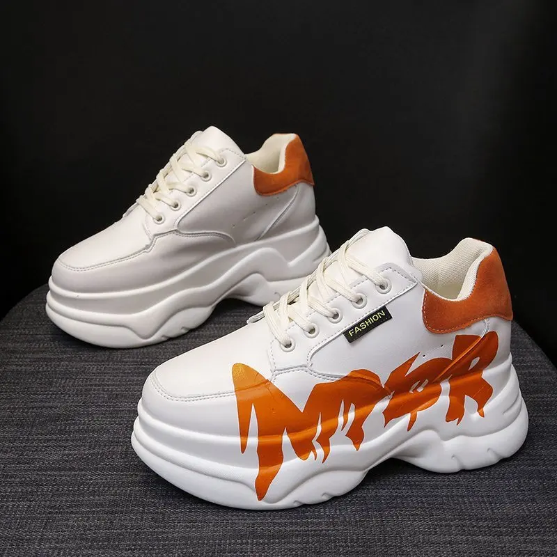 

Women Shoes New Chunky Sneakers For Women Lace-Up Graffiti Vulcanize Shoes Casual Fashion Dad Shoes Platform Sneakers