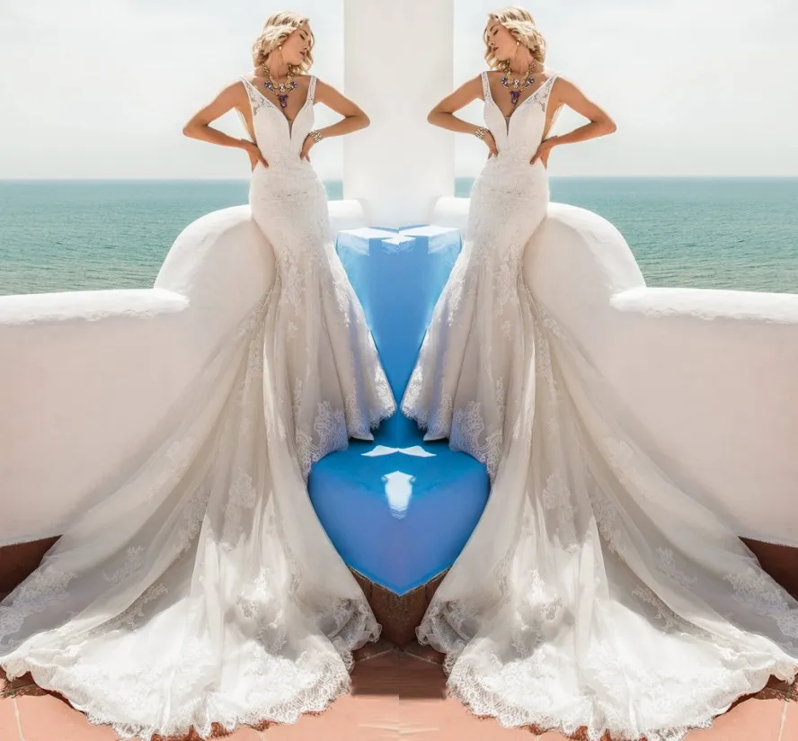 Женское свадебное платье с юбкой годе кружевное аппликацией в стиле бохо лето