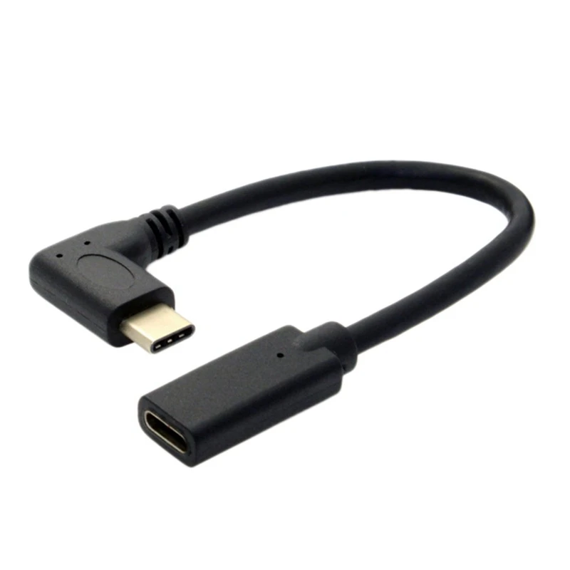 Type-C Male to Female Elbow Extension Cable USB3.1 Full-Featured Audio and Video USB-C Data Extension Cable 20cm