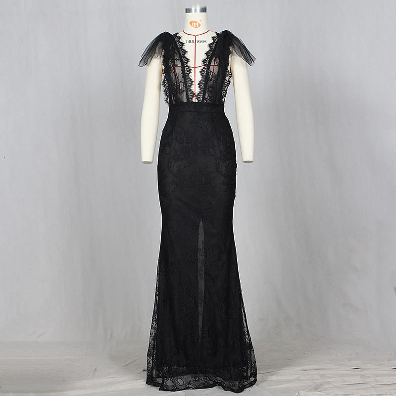 Женское кружевное платье с глубоким v-образным вырезом Townlike элегантное вечернее