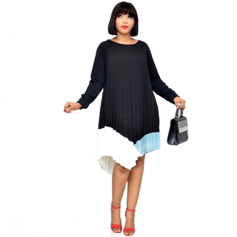 

2021 Spring Summer New 4XL Long-sleeved Dress Ladies High Waist Round Collar Casual Dress Fashion Sexy Elegant Slim Loose Skirt