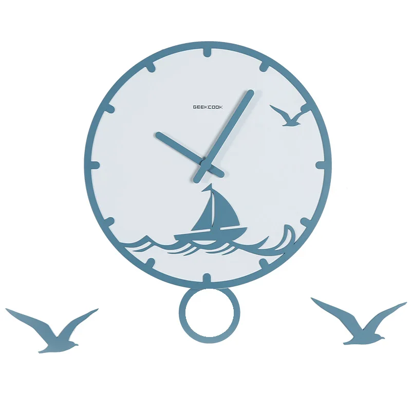 Простые креативные скандинавские немой настенные часы Mo Landi цвета для домашнего