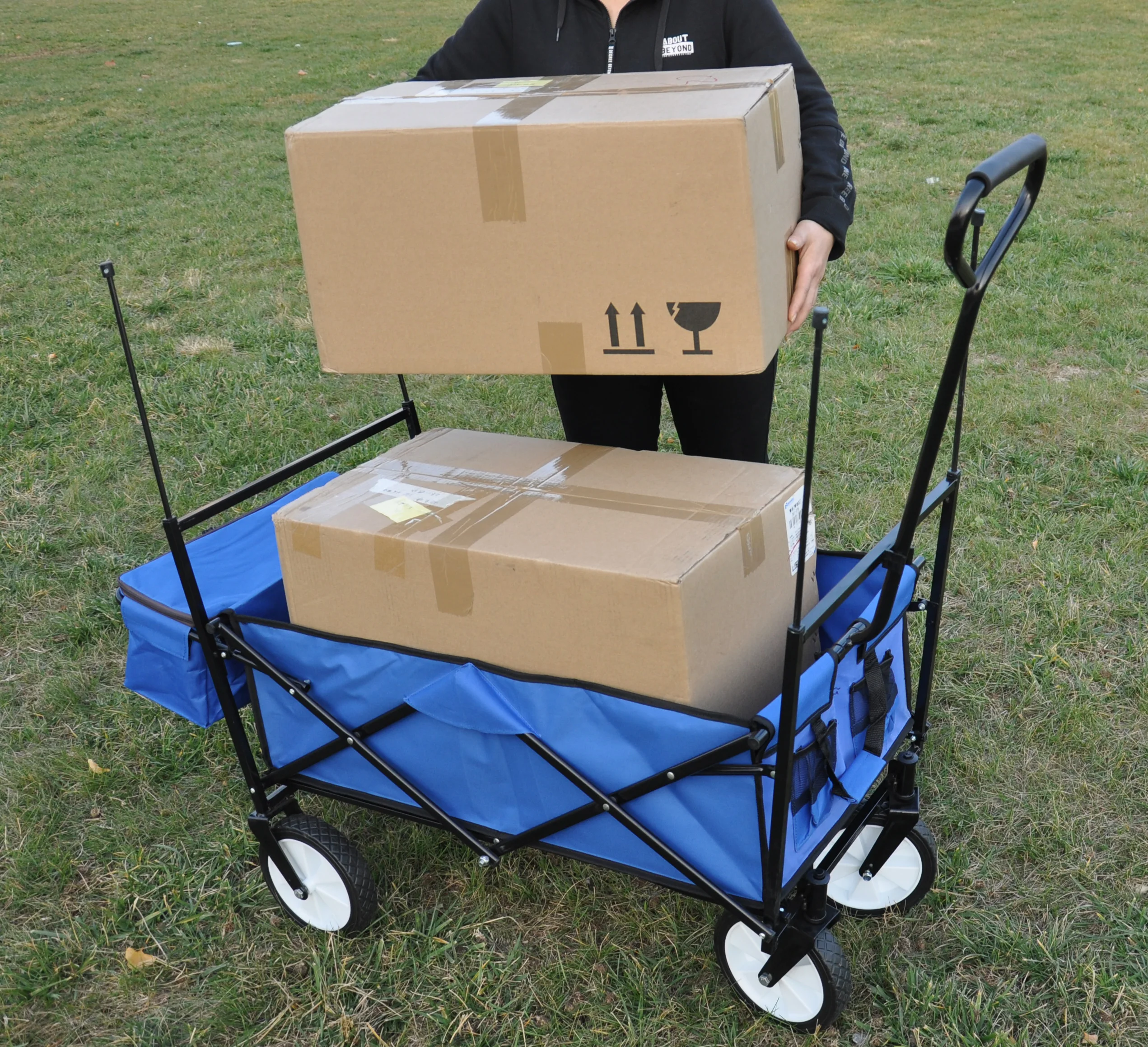 

Blue Garden Shopping Beach Cart Folding Wagon Storage Trollery Outdoor Carts