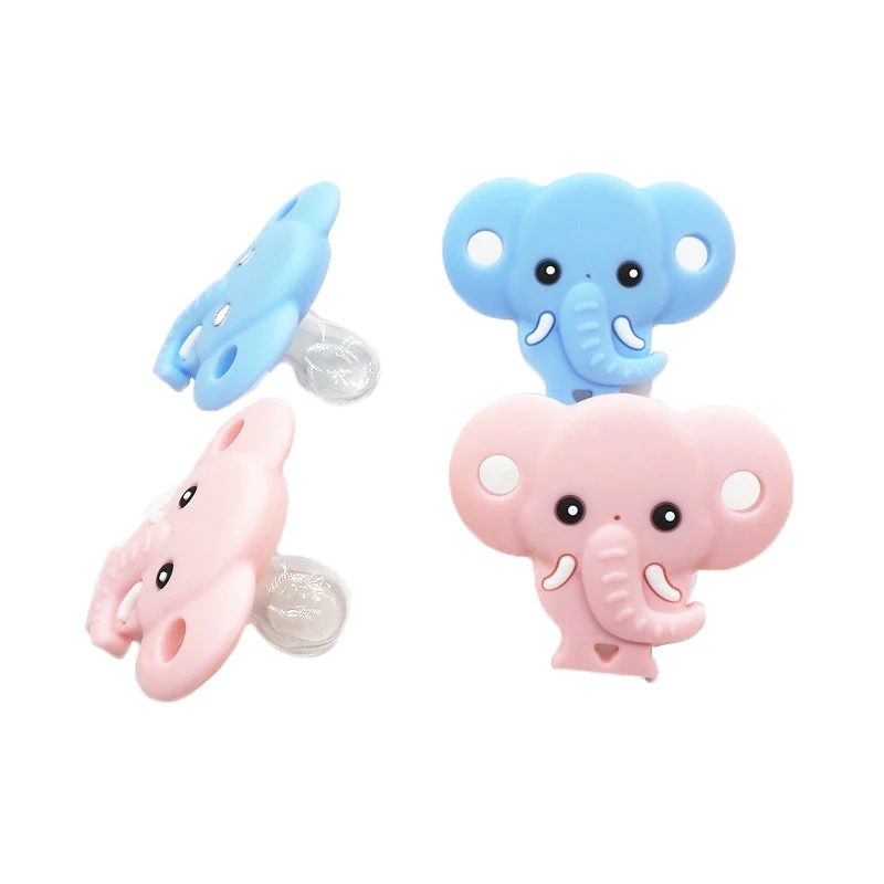 Chenkai 50PCS Silicone Elephant Pacifier Dummy Teether DIY Newborn Infant Baby Nursing Animal Nipple Teething Toy Craft BPA Free