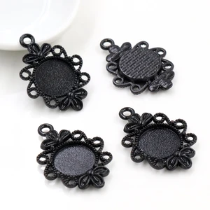 20 шт 12 мм Внутренний размер черный модный стиль кабошон базовая Камея Подвеска (A2-17)
