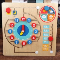wooden toys for kids education montessori student learning weather calendar clock time teacher preschool aids toys for children