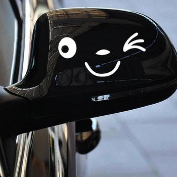 1 Pair Cute Smiley Car Sticker for Rearview Mirror Decal Smile Face Car Cartoon Decals Automobile Stickers Decoration 4