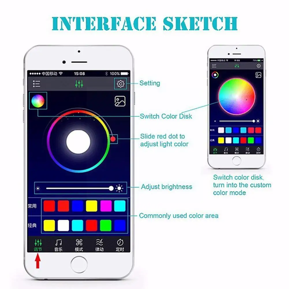 Светодиодная лента RGB для салона автомобиля декоративная лампа с дистанционным