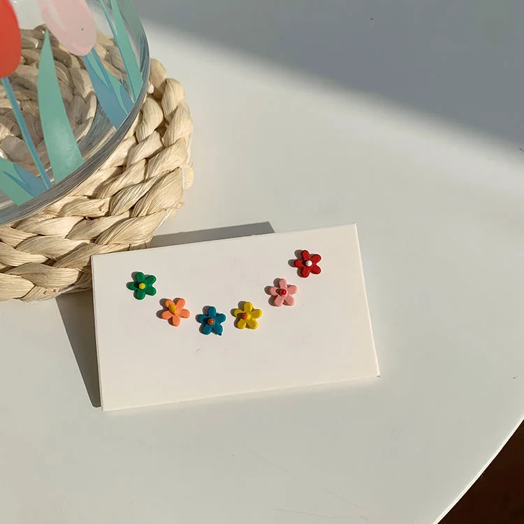 

Colorful Mini Stud Earrings Sets Flower Bear Mouse For Girls 2021 New Jewelry Wholesale Lovely Anime Accessories Trendy Gifts