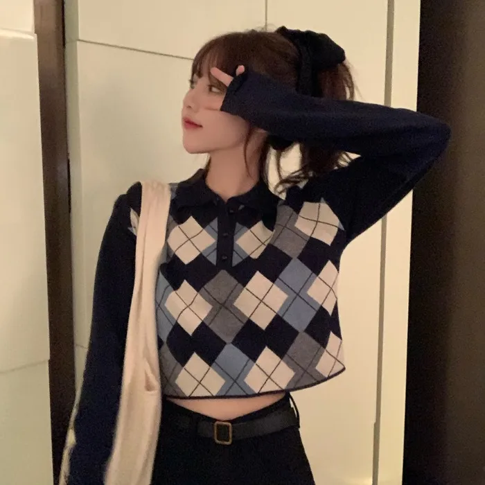 

Вязаный тканевые пуговицы свободные свитера с длинными рукавами Блузка эстетика милый в готическом стиле в винтажном стиле; Свитеры для де...