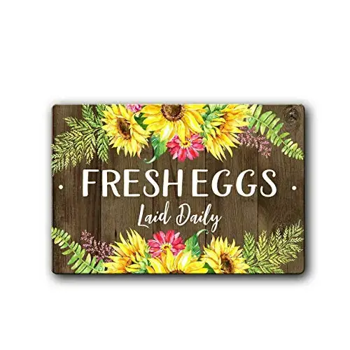 

Fresh Eggs Daily Chicken Coop Metal Sign 12x8 Inches