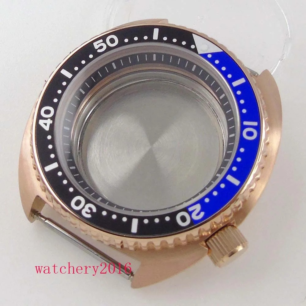 BLIGER Rose Gold Plated Automatic Brushed Watch Case fit NH35A NH36A Movement Chapter Ring Screwdown Crown Flat Sapphire Glass