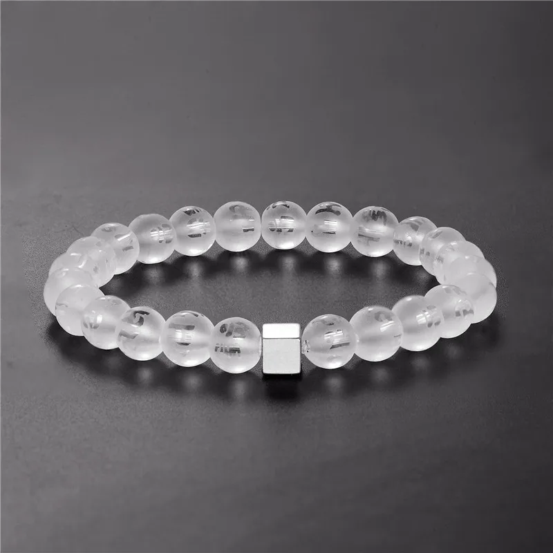 Квадратный Тибетский браслет из гематита Будды с шестью словами Женская чакра 8