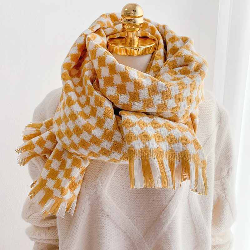 

2020Korean autumn winter new fashion warm imitation cashmere women's scarf thickened warm imitation cashmere Plaid student shawl