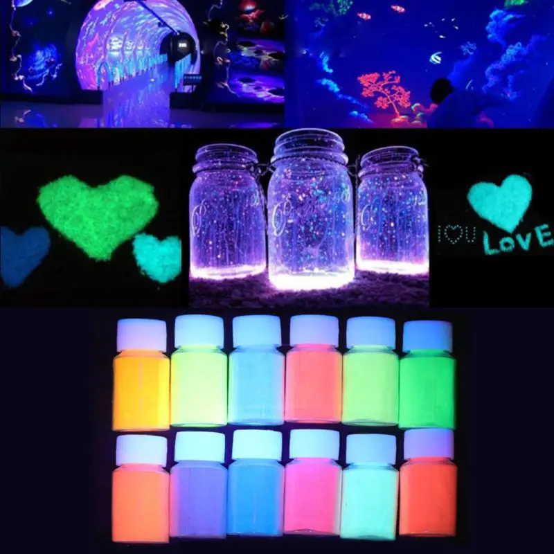 

12 Color Luminous Resin Pigment Kit Glow In the Dark Powder Pigment Colorant Dye Fluorescent Resin Jewelry Making Tools
