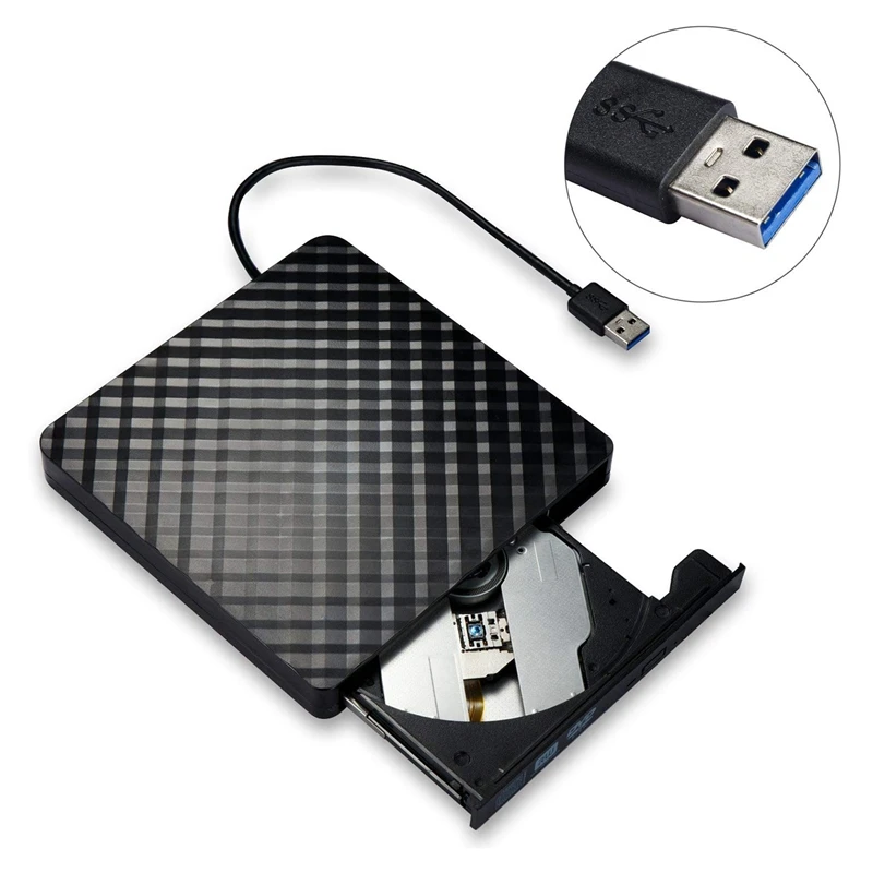 

External DVD Drive USB 3.0, Portable CD DVD /-RW Optical Drive Burner Writer for Windows 10/8 / 7 Laptop Desktop