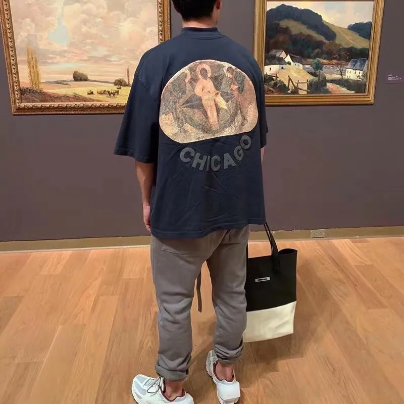 Футболка с 3D принтом Канье изображением Иисуса Кинга Чикаго Высококачественная