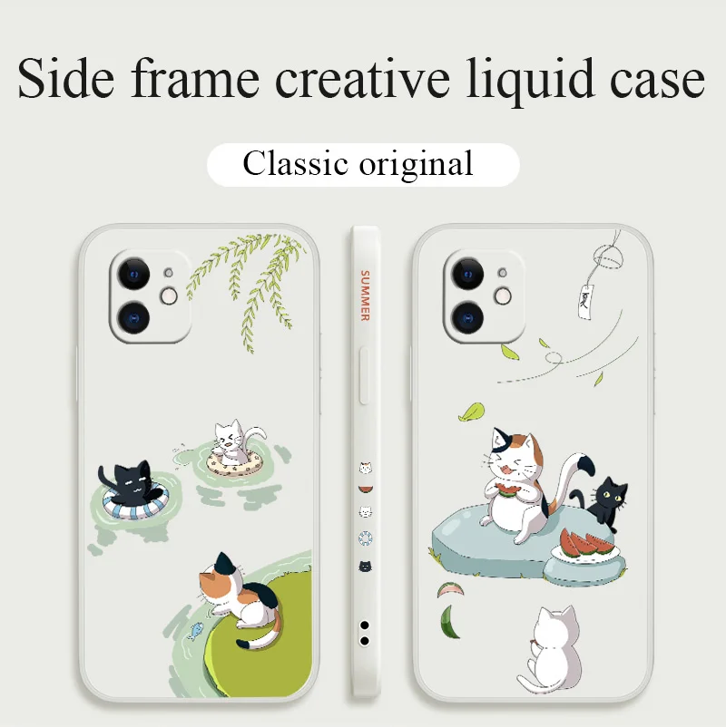 

Summer Small Fresh Cat Phone Case For iPhone 12 Pro Max 11 X XS XR XSMAX SE2020 8 8Plus 7 7Plus 6 6S Plus Silicone Cover