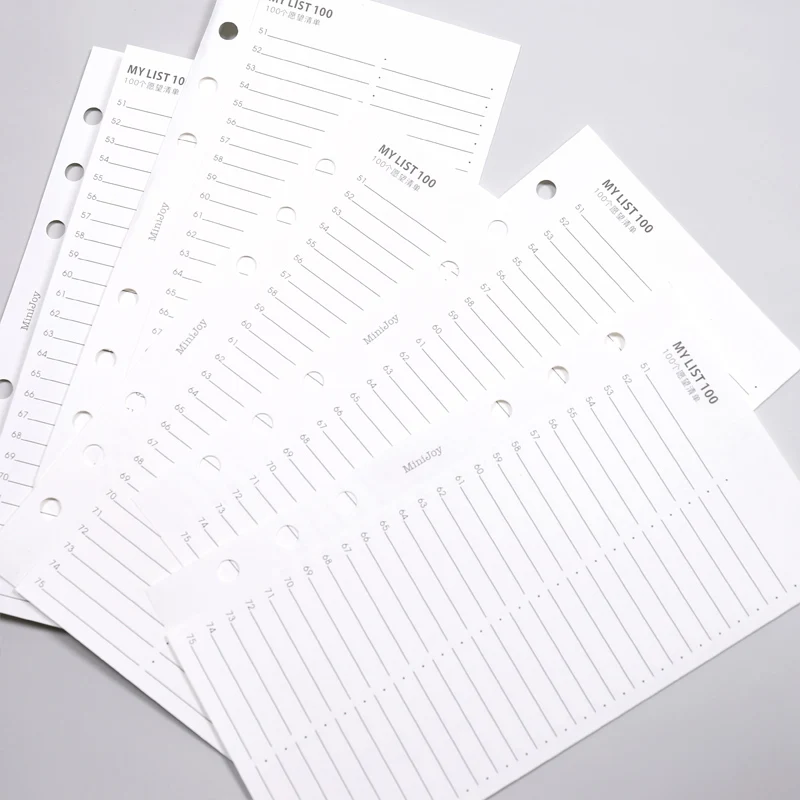 

Simple Planner Insert My List Todo 100 Checklist Bucket Refill Papers A5A6 Two Fold Refills for 6 Hole Binder Organizer Notebook