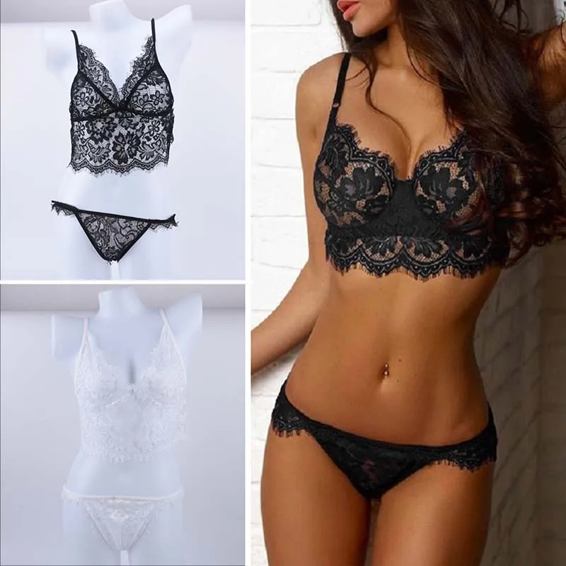 Women Sexy Lingerie Lace Flowers Spaghetti Strap Push Up Top Bra Muslin Seamless Wire Free Casual Present for Girlfriend Summer | Женская