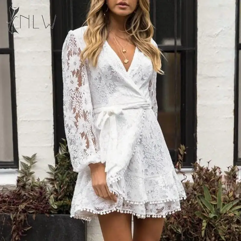 NLW одежда с длинными рукавами кружевное зимнее платье Для женщин Embriodery Сетчатое
