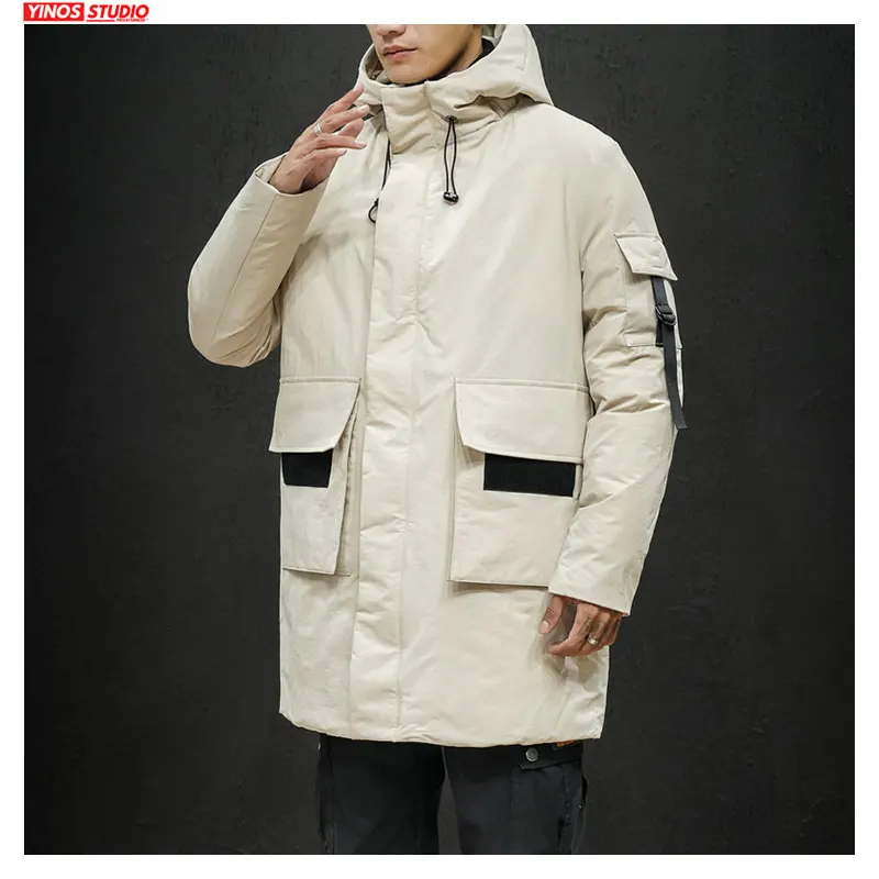 Прямая поставка Мужская Уличная одежда удлиненные парки с воротником-черепахой
