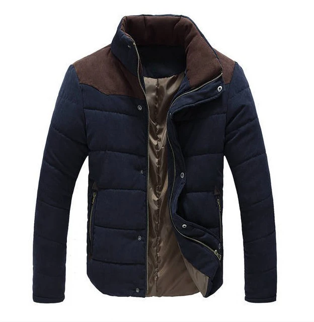 Navy Blue Брендовая зимняя куртка мужская теплая Повседневная парка хлопок, воротник-стойка зимние пальто Мужская на подкладке верхняя одежда плюс размер 4xl - Цвет: Navy Blue