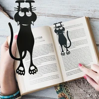 10pcs creative hollow black cat bookmark book clips cute kids gifts school office stationery supplies