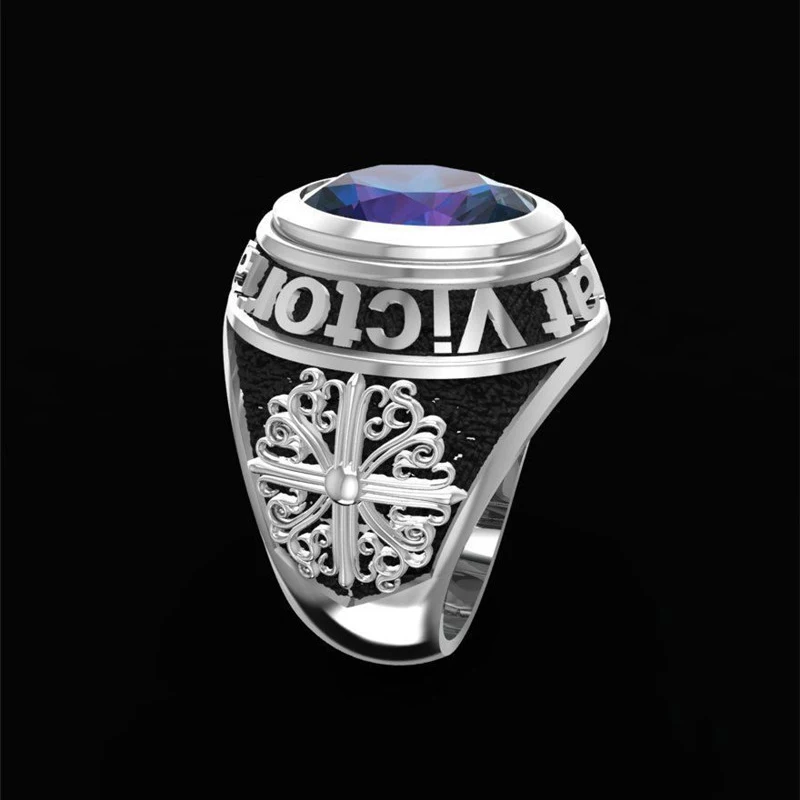 Большое овальное красное зеленое синее циркониевое молитвенное кольцо для