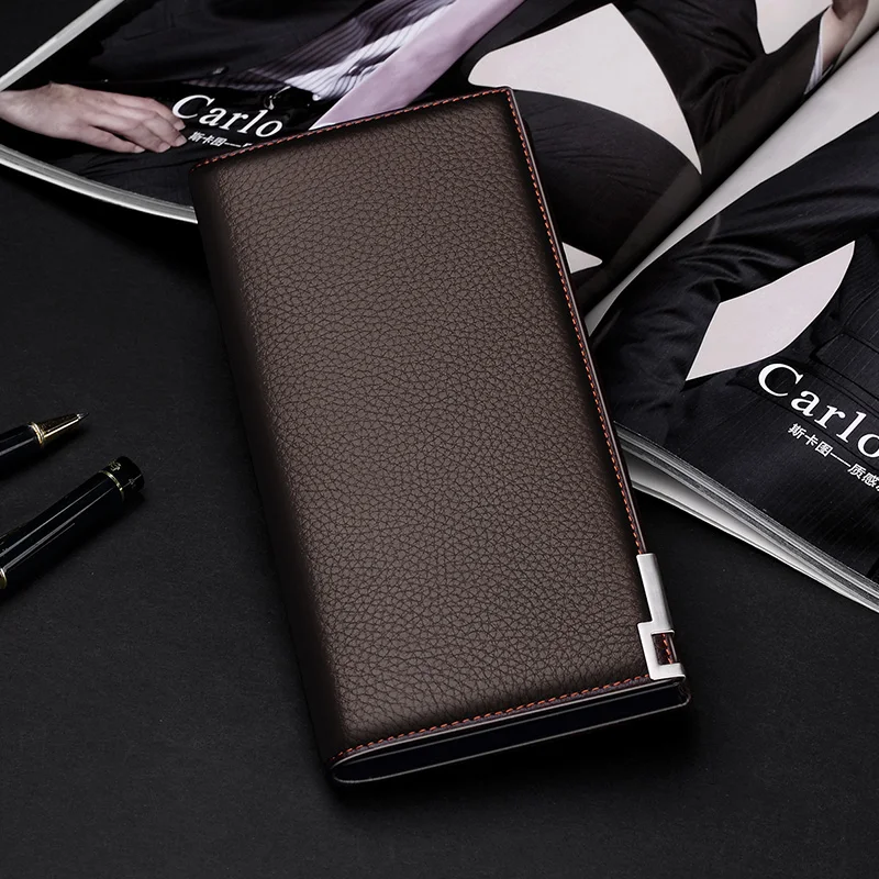 

Leather Men's wallet high end long hand bag fashion large capacity brand card holder multi function mobile phone Purse