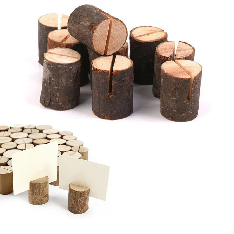 50 шт. деревянная подставка цилиндрический фото держатель карты Именные Бирки