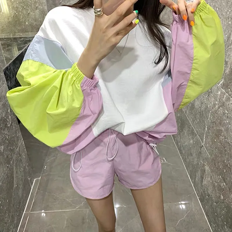 Женский комплект из 2 предметов корейский Свободный пуловер с рукавами летучая