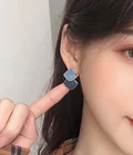 2020 Новые простые милые Квадратные эмалевые висячие серьги коричневого и синего цвета для женщин модные ювелирные изделия оптом