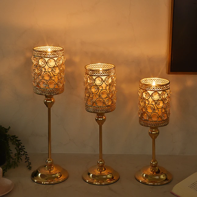 

Crystal Candle Holders Tall Glass Europe Tealight Votive Candlestick Europe Romantic Dinner Porte Bougie Home Decor MM50ZT