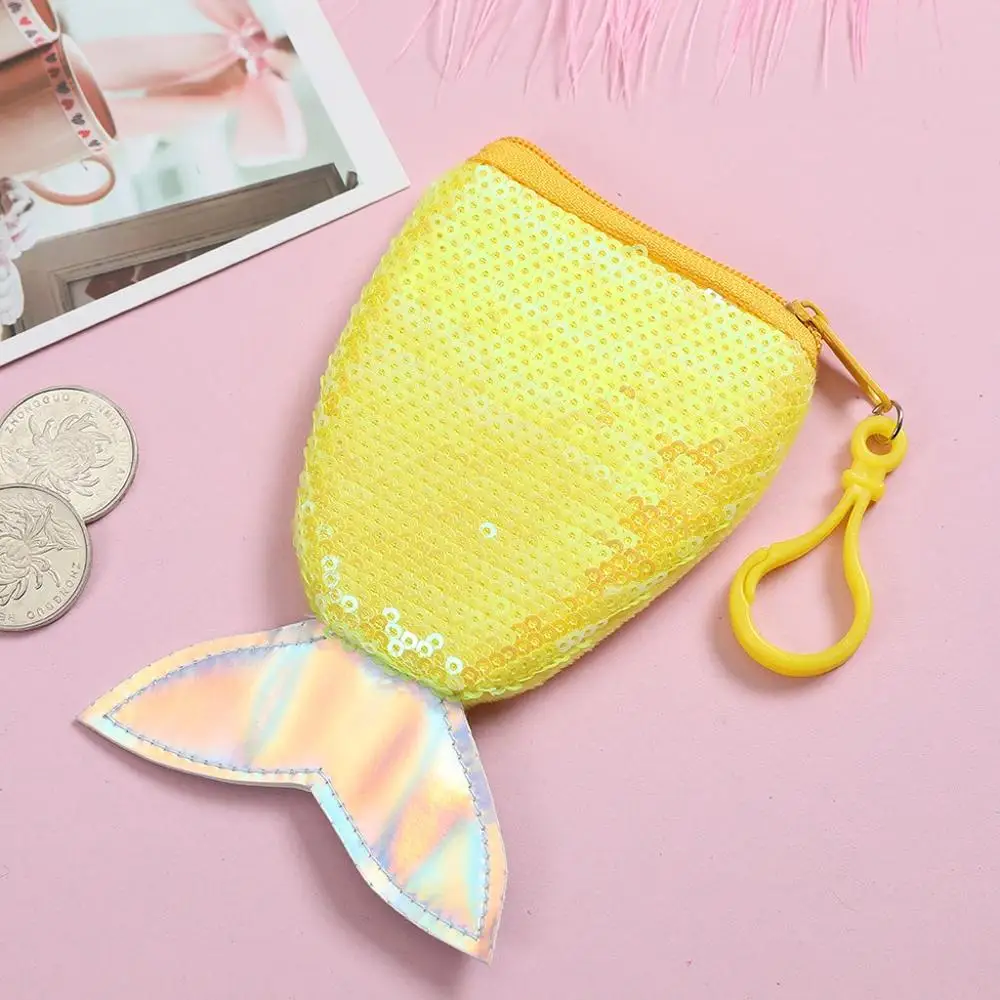 Yellow 2 Детский милый кошелек для монет, кошелек с сердечками, чехол для ключей с блестками, мультяшная сумка через плечо для девочек, сумка-мессенджер, кошелек, чехол, сумка - Цвет: Yellow 2