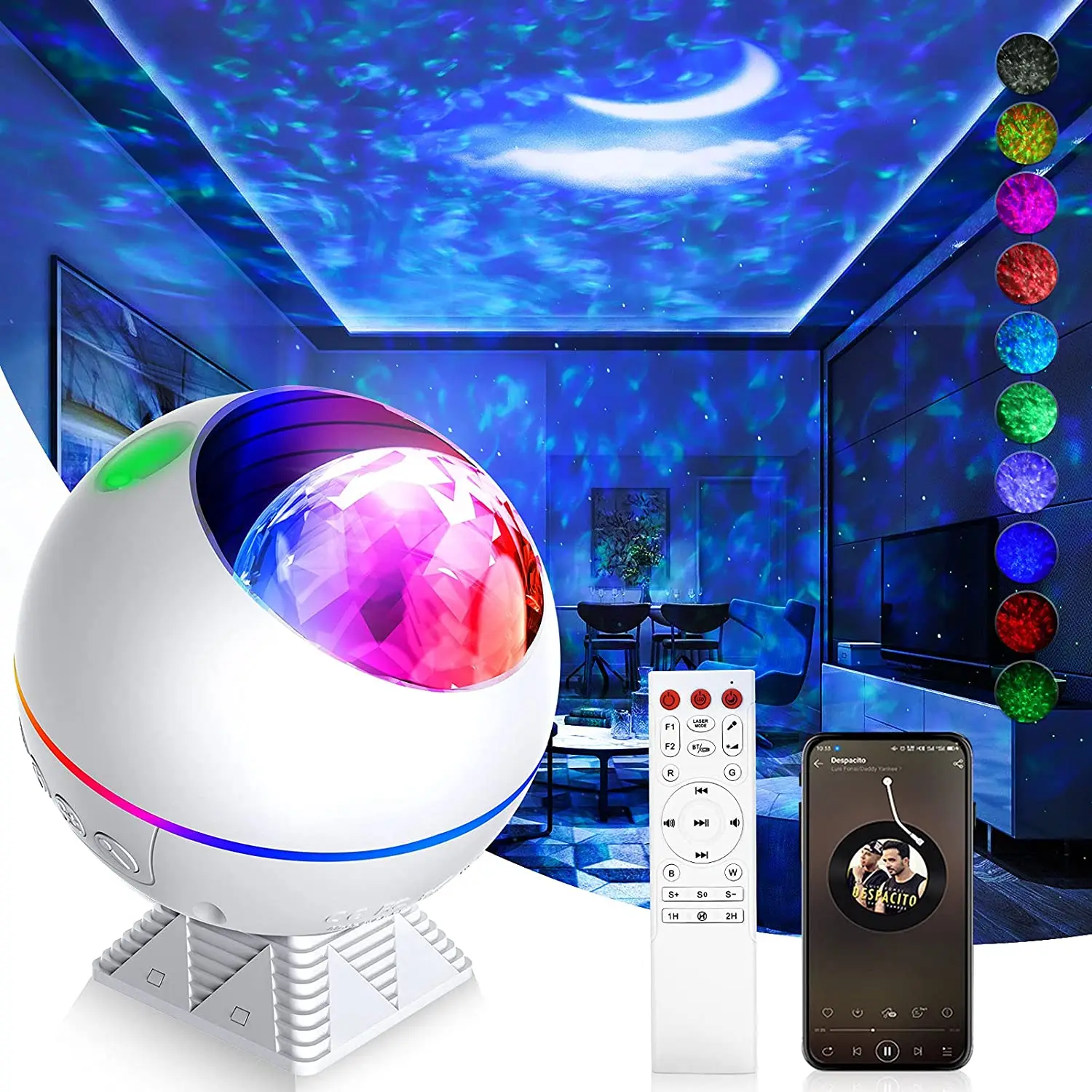 

Светодиодный проектор 3 в 1, Галактический проектор с Луной/Туманностью/облаком/звездами, домашний кинотеатр, декоративное освещение