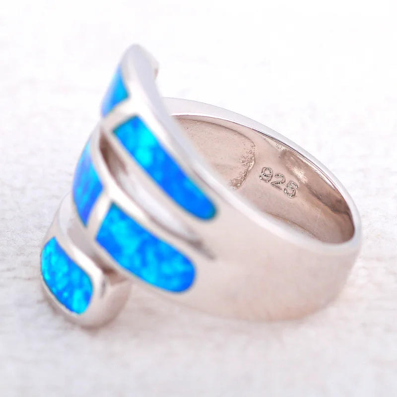 Женское кольцо с голубым огненным опалом серебро 925 пробы Размеры #6 #7 #8 #9 #10 OR869 |