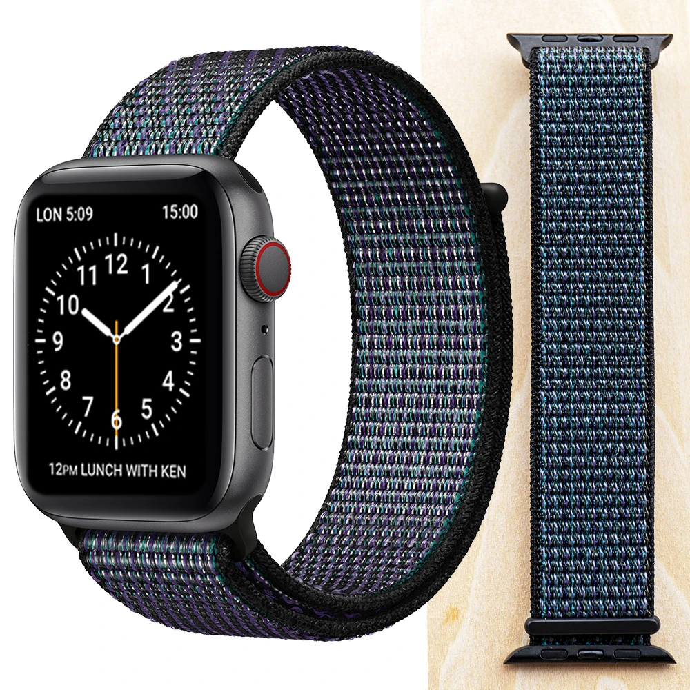 Hyper Grape Новая высококачественная нейлоновая Спортивная петля для Apple Watch band Series 4 3 2 1 мягкий дышащий тканый ремешок 44 мм iwatch 42 мм 38 - Цвет ремешка: Hyper Grape
