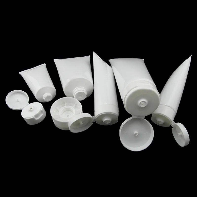 Белая пластиковая пустая мягкая бутылка для косметического крема лосьона