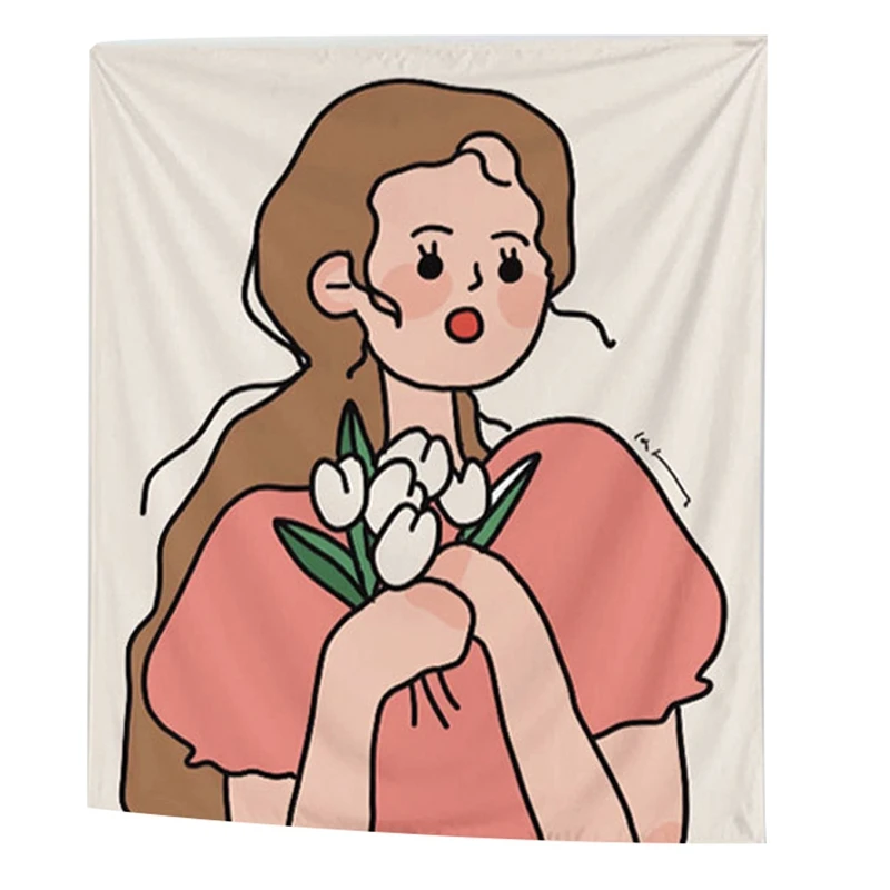 

INS Girls Wall Tapestry Hippie Sweet Pink Girl Boho Decor Tapestry Wall Hanging Blanket Table Cloth Mat Home Decor