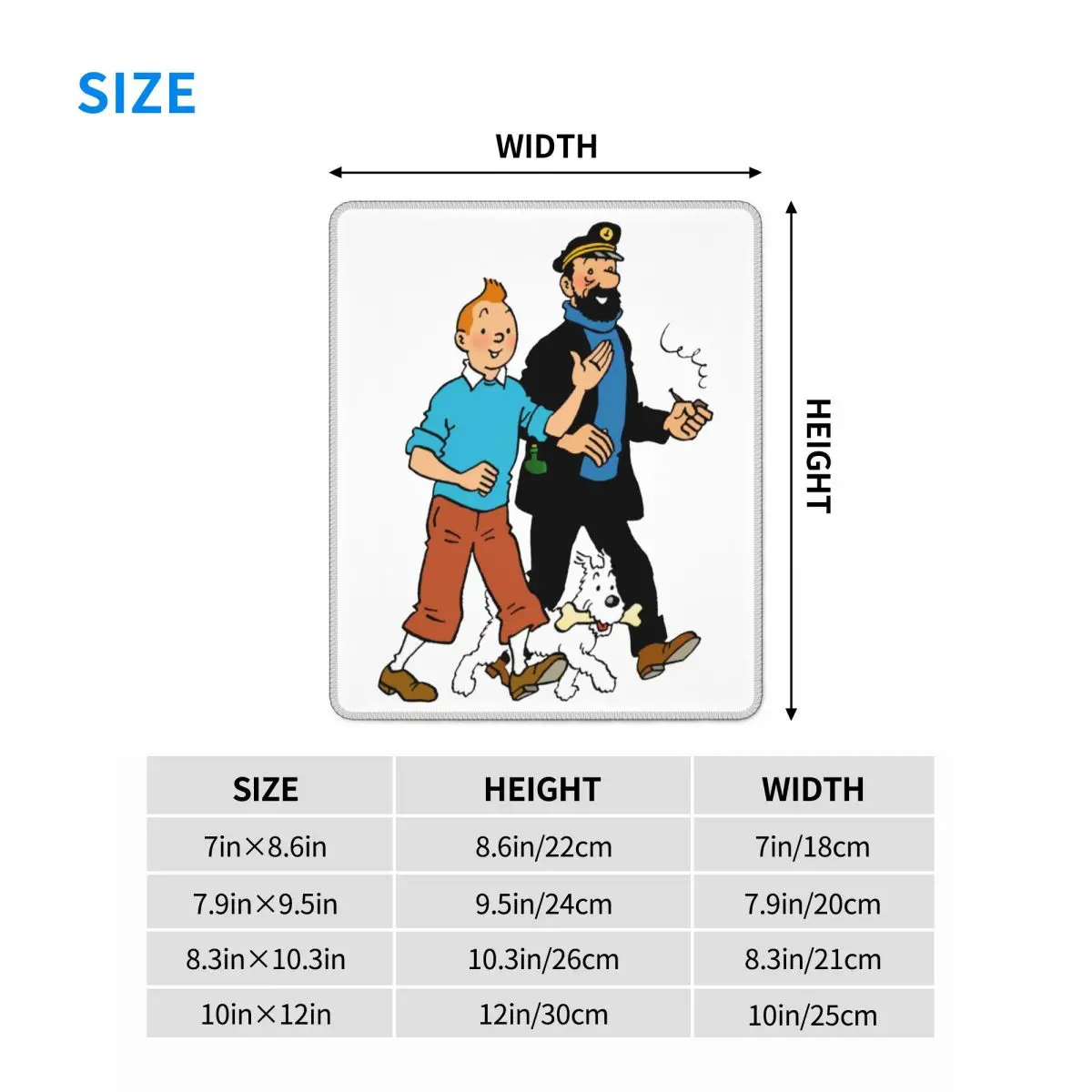 

Tintin And Captain Haddock Funny Mouse Pad The Adventures of Tintin Lockedge MousePad Natural Rubber Gamer Computer Laptop Pad