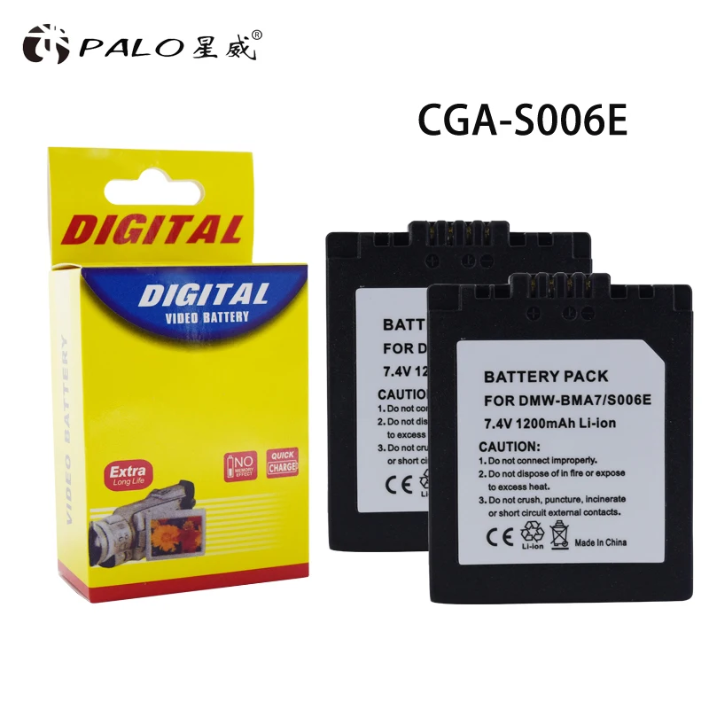 2 шт. цифровой батарейный блок камеры DMW BMA7/S006E BMA7 S006E 7 4 V 1200mah Li Ion для DMC FZ7 FZ8 FZ18 FZ28 RZ30
