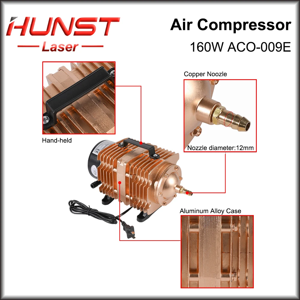 Hunst 160W 110V/220V Air Compressor Electrical Magnetic Air Pump for CO2 Laser Engraving Cutting Machine ACO-009E enlarge