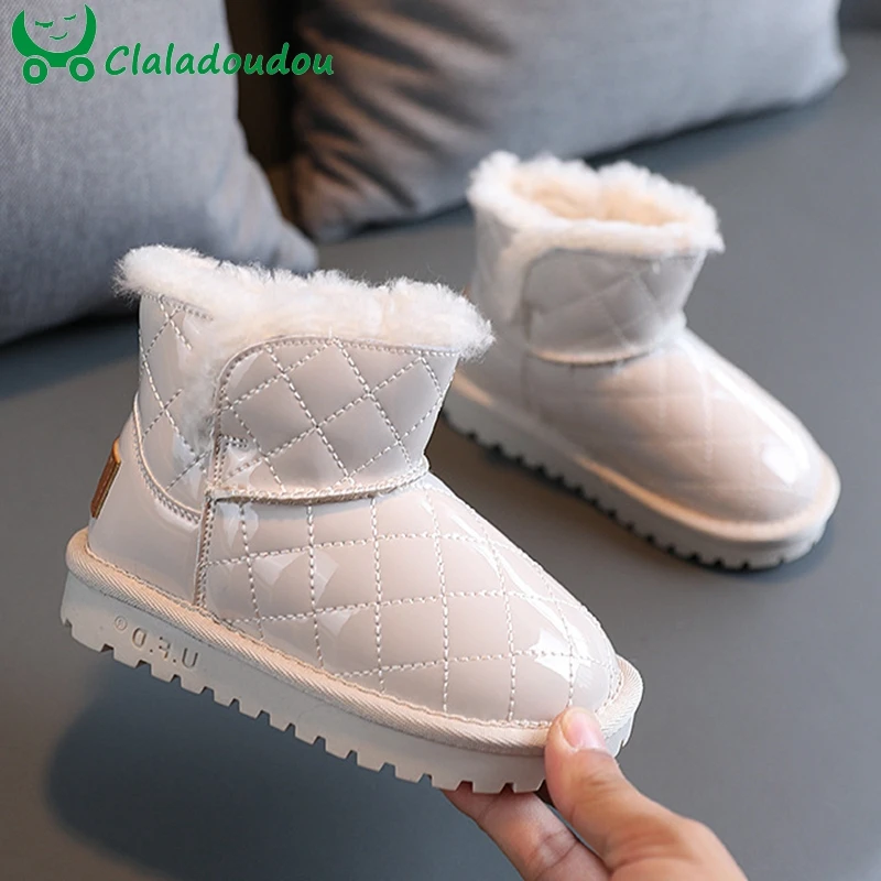 

Непромокаемые зимние ботинки унисекс, теплые плюшевые ботинки с ярким шитьем для детей 1-6 лет, зимняя обувь для маленьких девочек и мальчико...